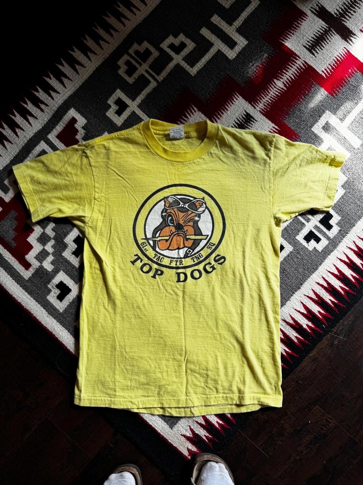 Vintage Yellow Top Dogs Graphic T-Shirt