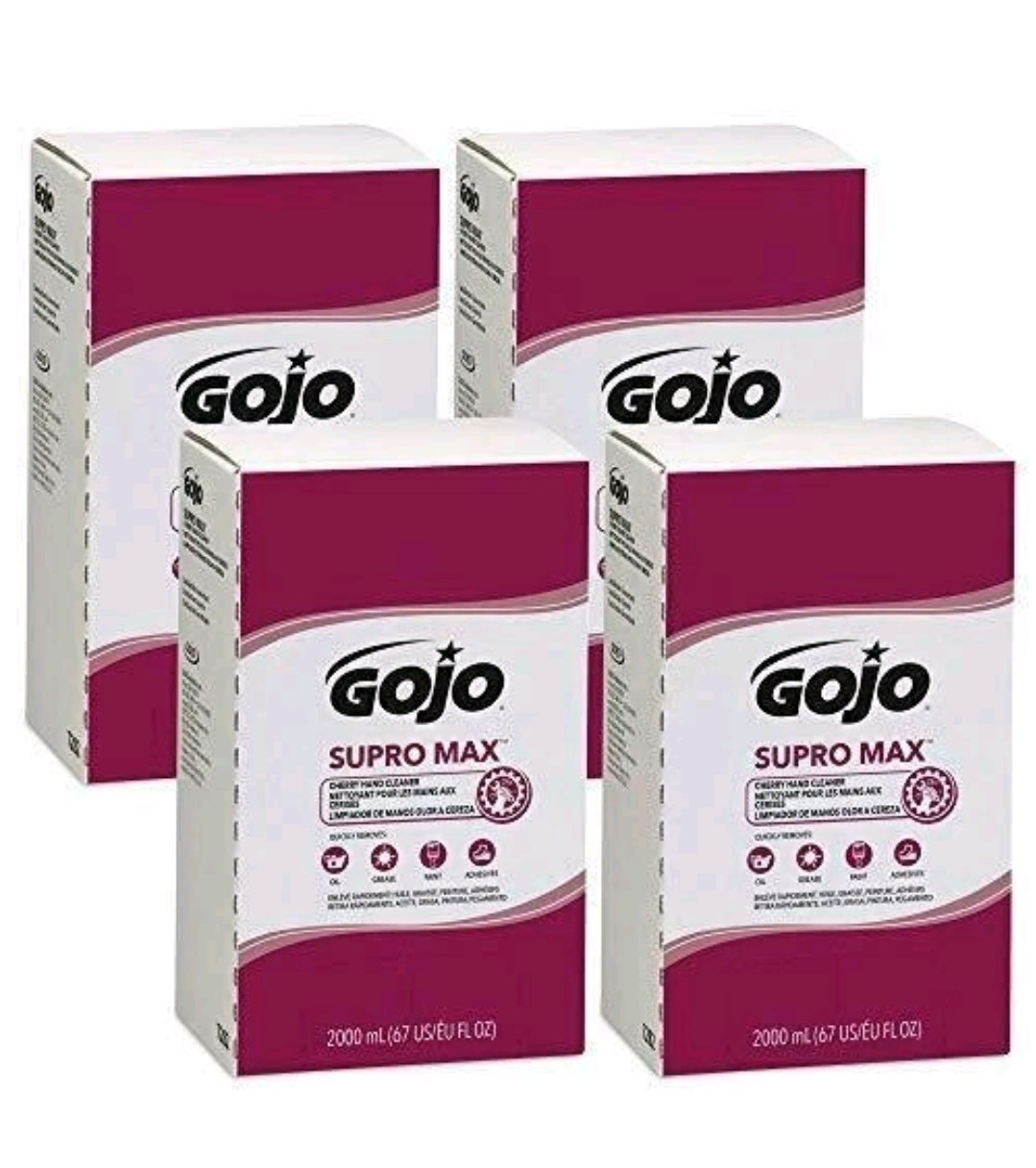 GOJO 7282-04 SUPRO MAX Cherry Hand Cleaner, Cherry , 2000 mL Refill-4 Pack