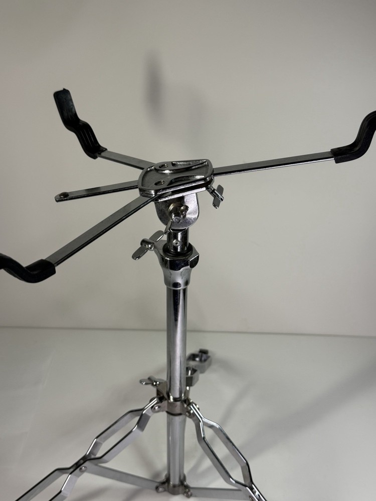 Snare Drum Stand Silver Black Adjustable Foldable Double Braced Percussion Hold…