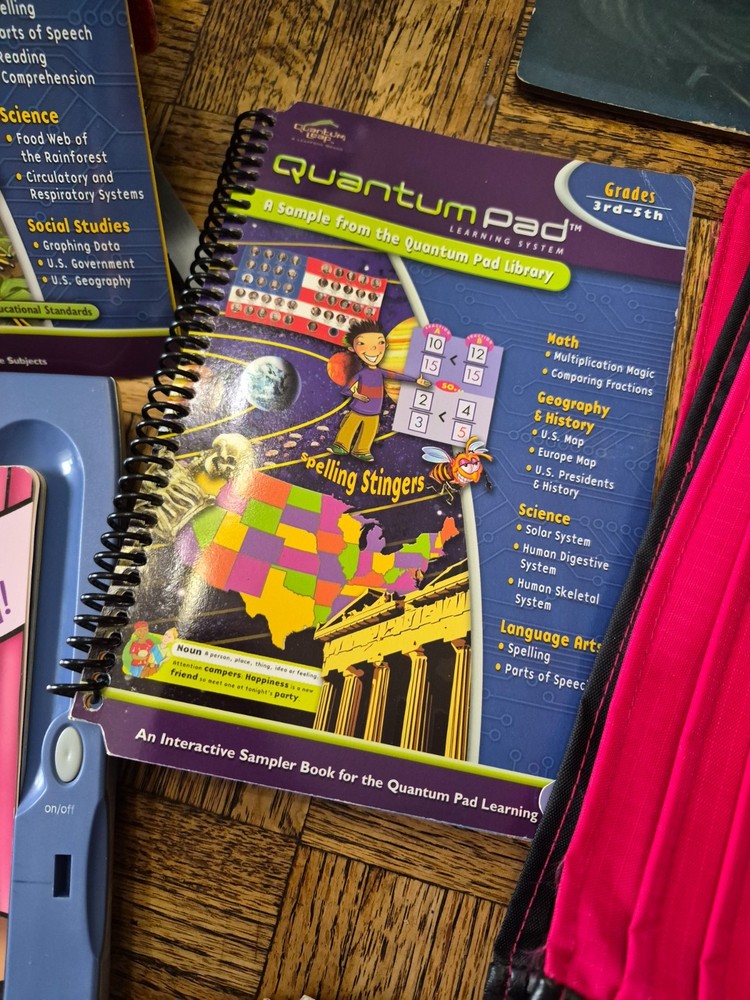 Leappad Quantum Pad Learning System 3rd 4th Grade 6 Games & Books Markers Works