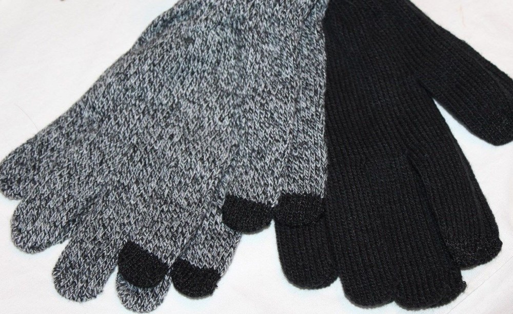 "Tech Touch" Men's Black Gray Gloves Size M/L  2-Pc