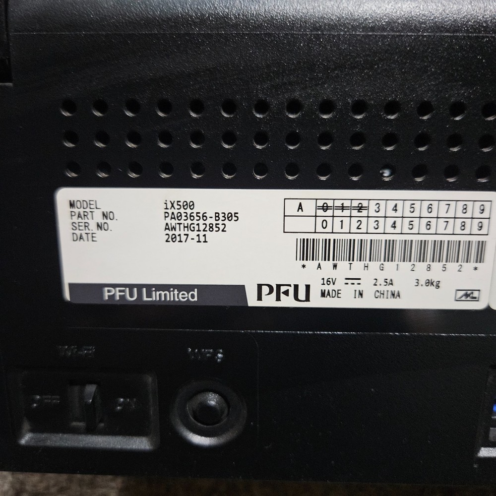 Fujitsu SCANSNAP ix500 Wireless Document & Image Scanner with Power Supply EUC