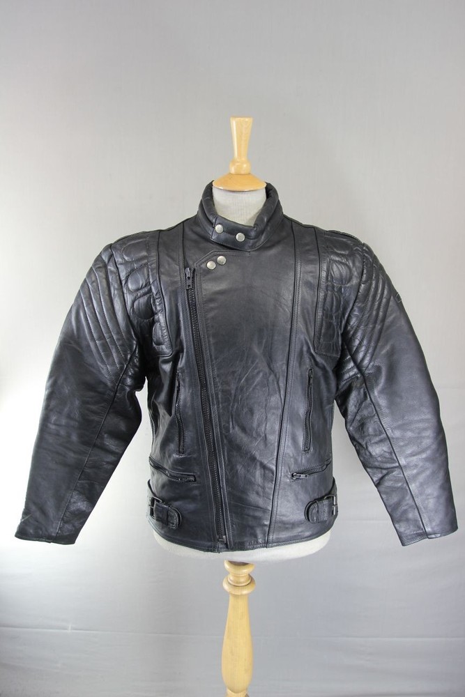 CLASSIC BLACK LEATHER BIKER JACKET 40 INCH CHEST/MEDIUM