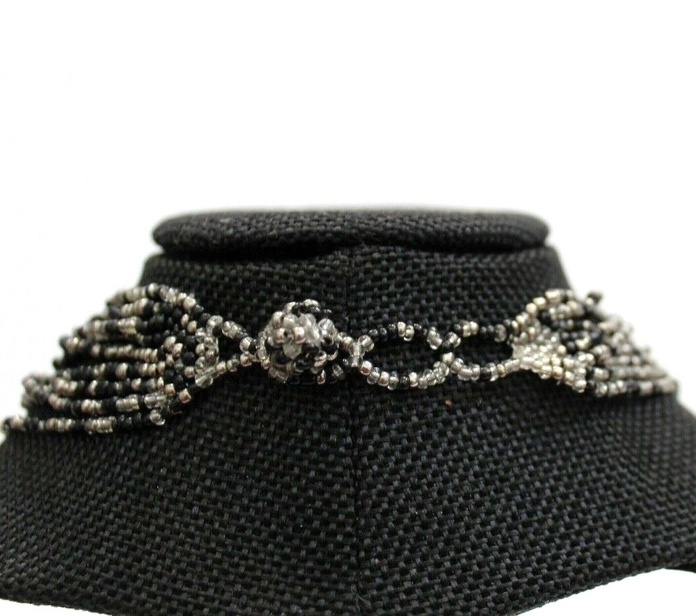 Boho Handmade Beaded Tassel Necklace Black