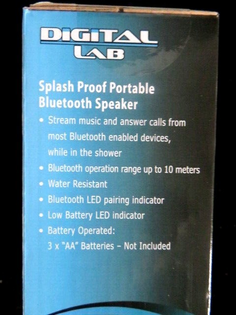Splash-proof Bluetooth Speaker White-Digital Lab Bluetooth DLS3397-40-Portable