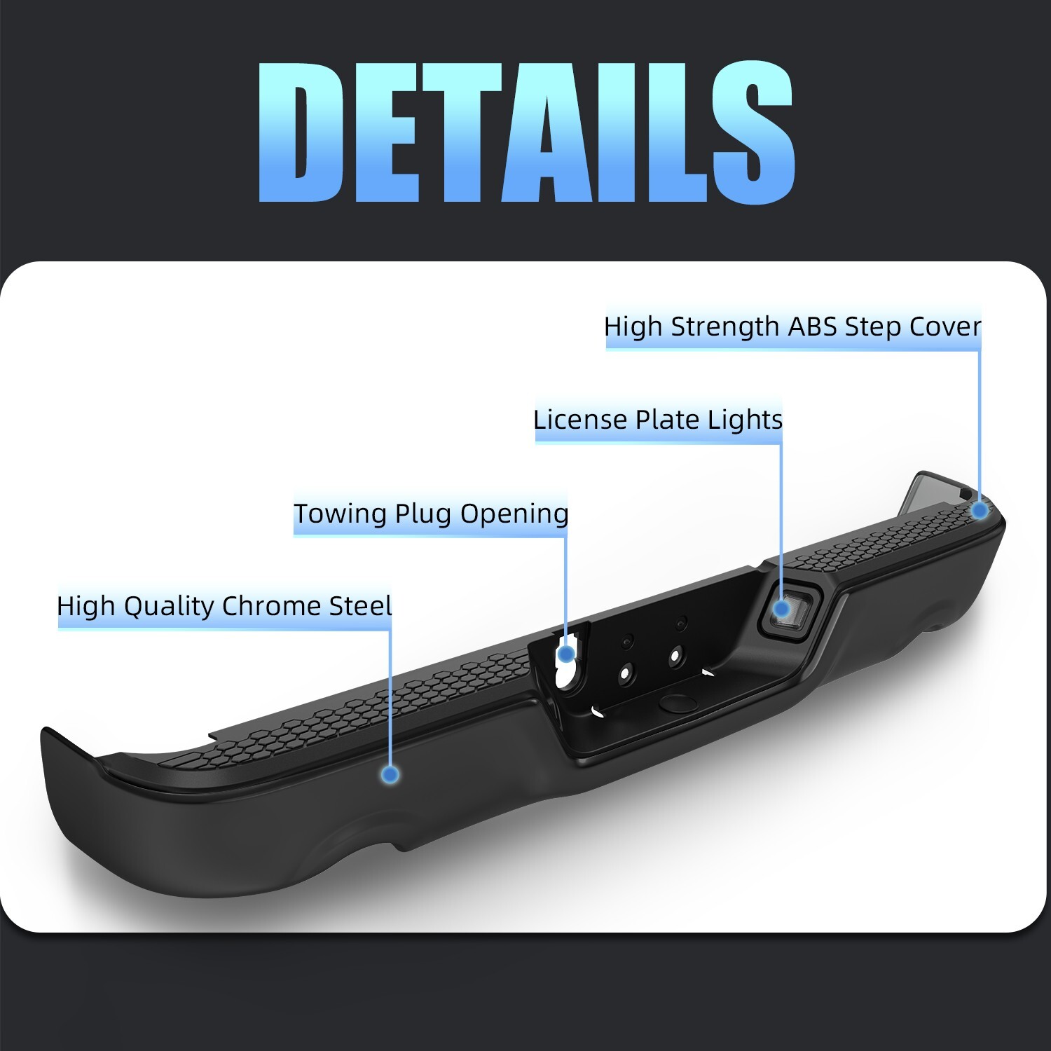 Black Rear Bumper Assy For 2009-2018 Dodge Ram 1500 Dual Exhaust w/o Sensor New