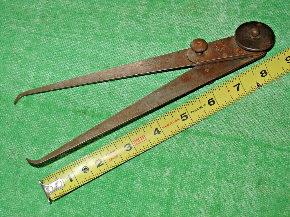 VINTAGE STARRETT TOOLS 8" LOCK JOINT INSIDE/OUTSIDE HERMAPFRODITE CALIPER