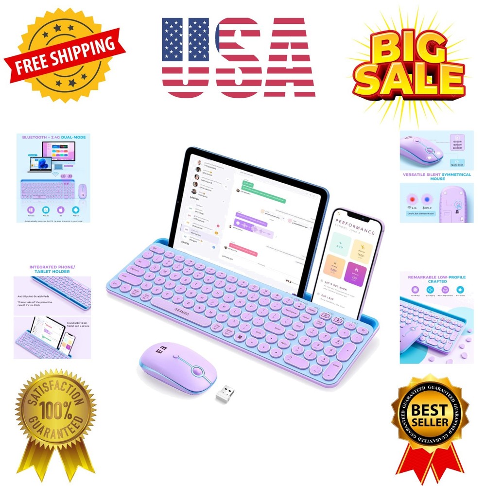 Bluetooth Keyboard and Mouse for iPad, CTU-301 Wireless Multi-Device Bluetoot...