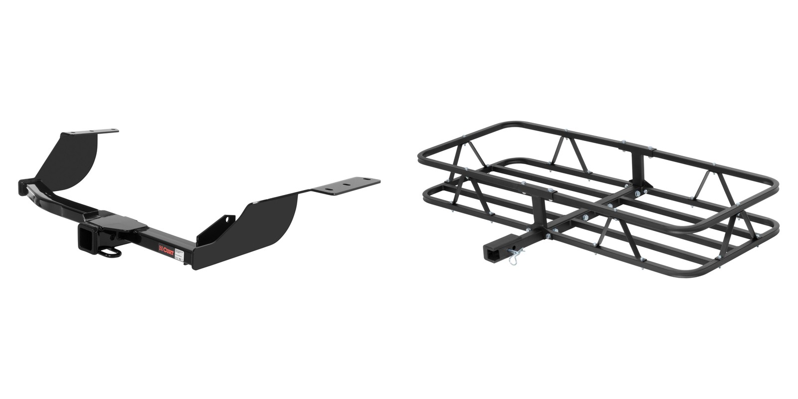 Trailer Hitch + Cargo Carrier Basket Fixed 500lbs CURT Class 3 Receiver #13581