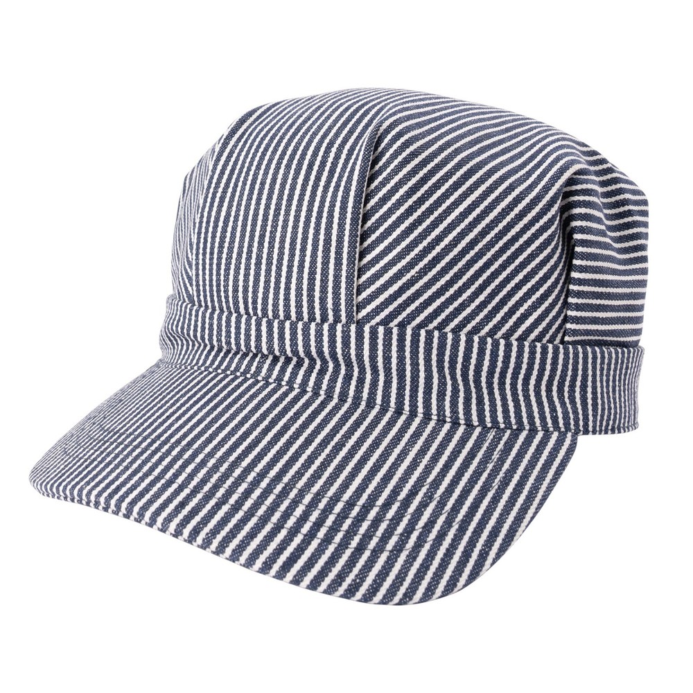 Hickory Blue & White Stripe 100% Cotton Train Conductor Engineer Cap Hat