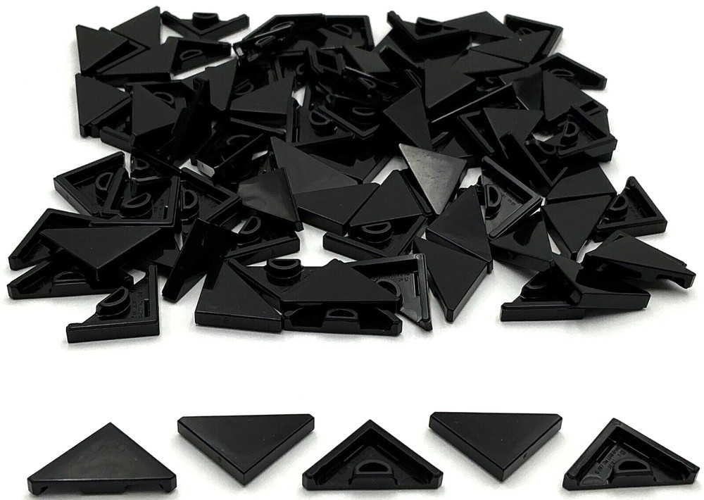 Lego 100 New Black Flat Smooth Tile Modified 2 x 2 Stud Triangular Pieces