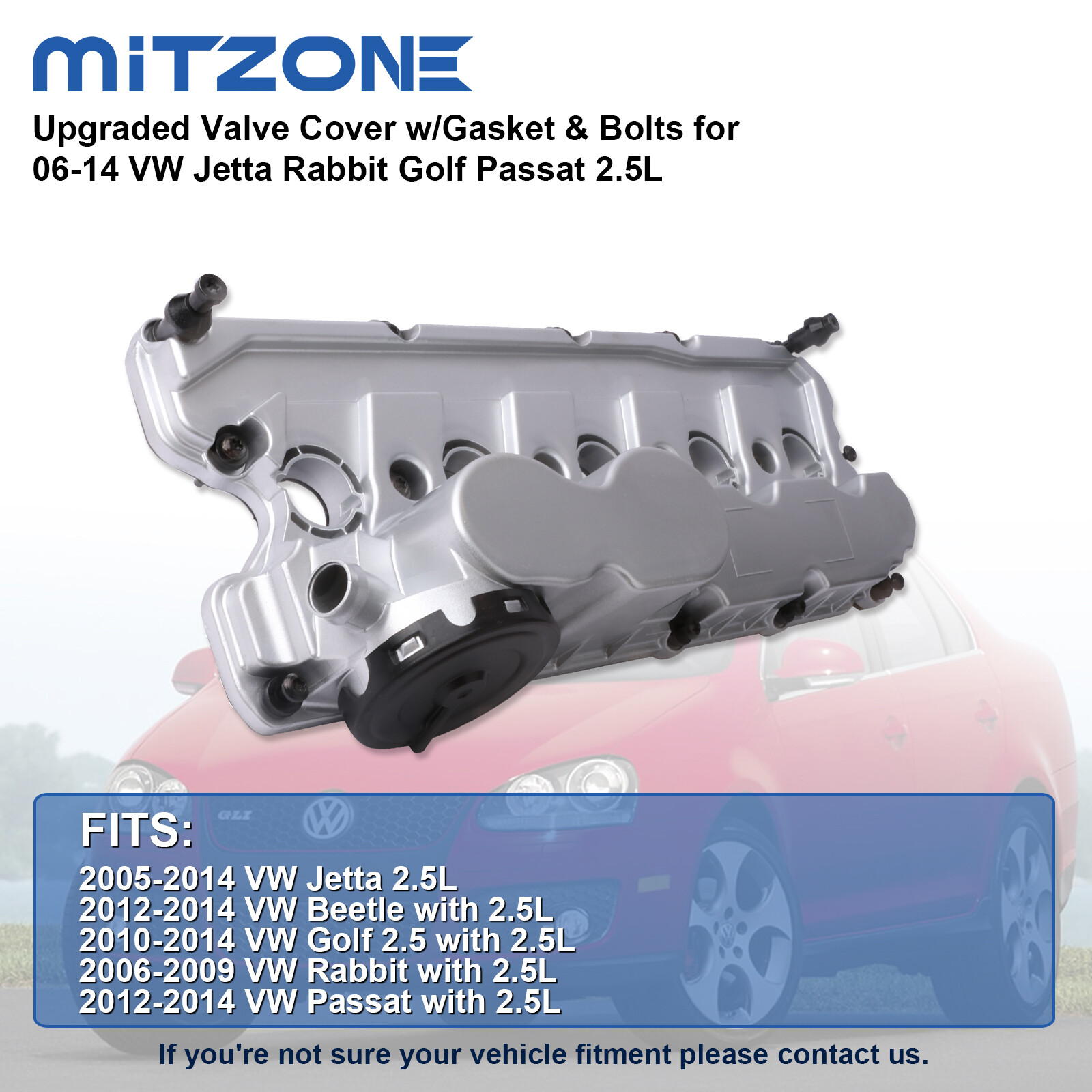 Upgraded Valve Cover w/Gasket & Bolts for 06-14 VW Jetta Rabbit Golf Passat 2.5L