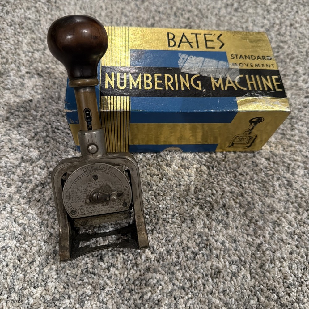 Vintage Bates Hand Number Machine