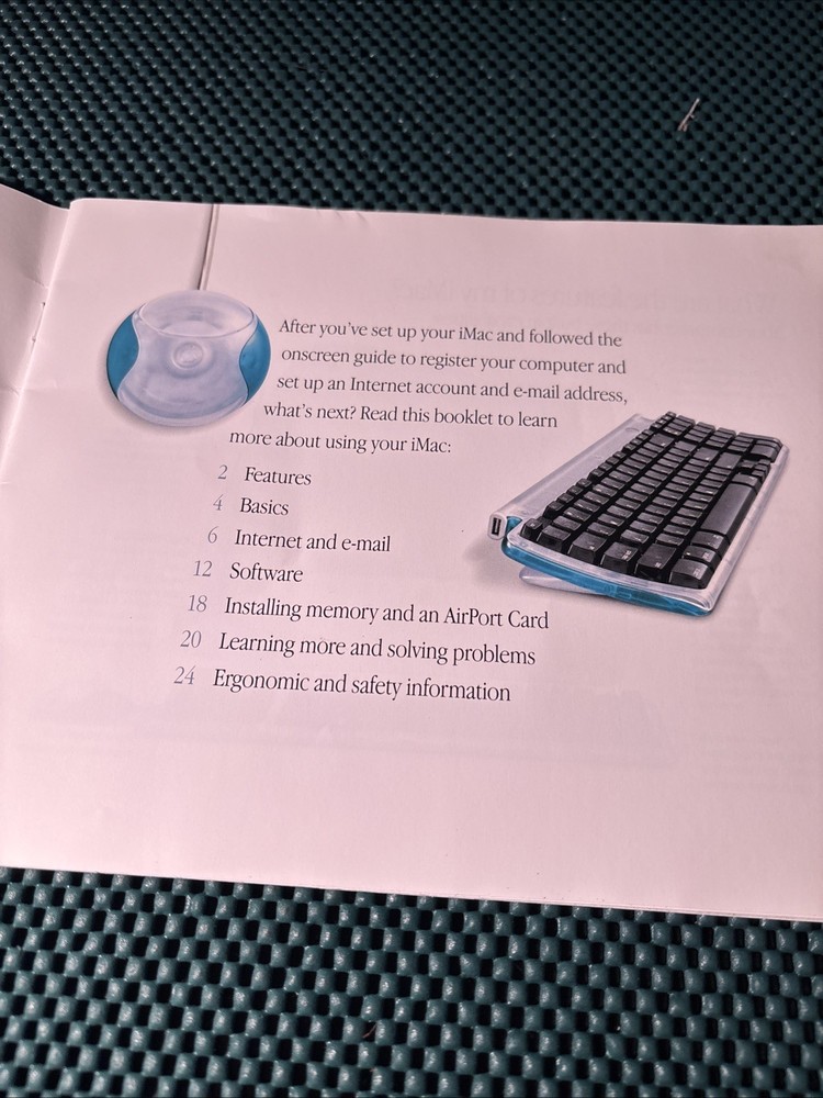 Vtg Apple Computers🍏 iMac User Guide 1999 W/ Mac OS Software Insert