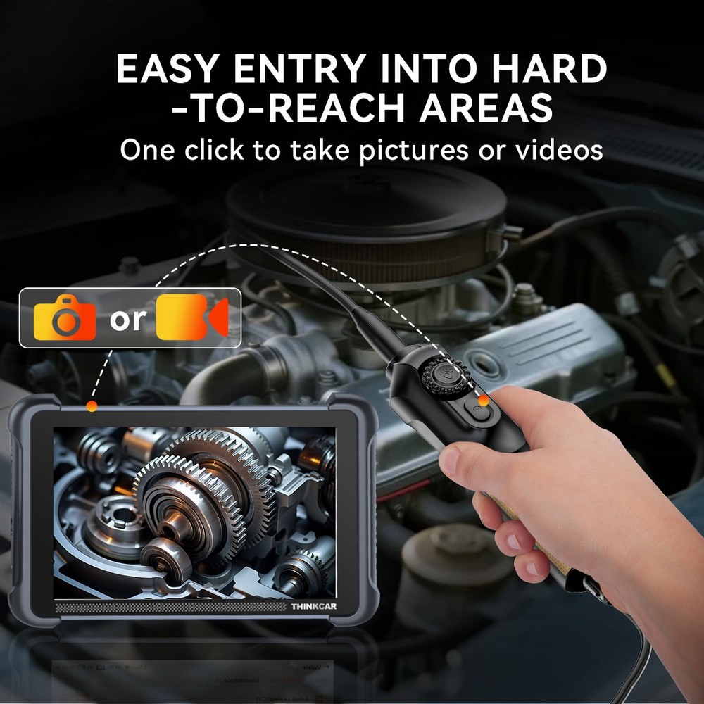 Thinkcar Endoscope Camera with Light, 720P HD Borescope Camera with 6 LED Lights