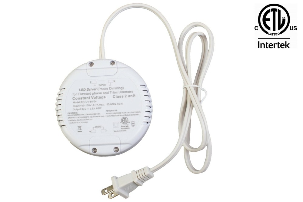 24v 60w Dimmable Power Driver Round shape Triac Class 2 fit Junction box