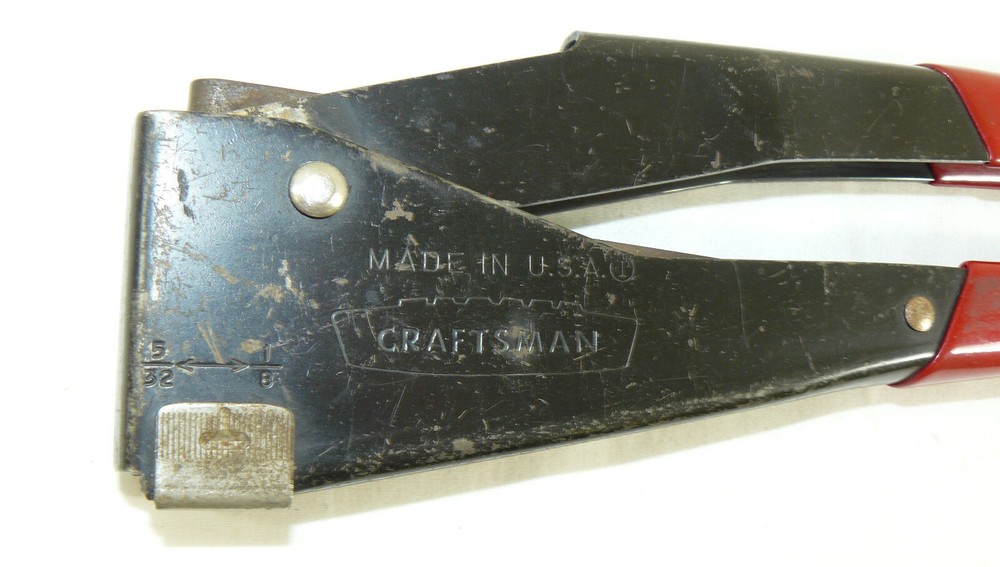 Vintage Sears Craftsman Rivet Setting Hand Tool With Red Grip Handle