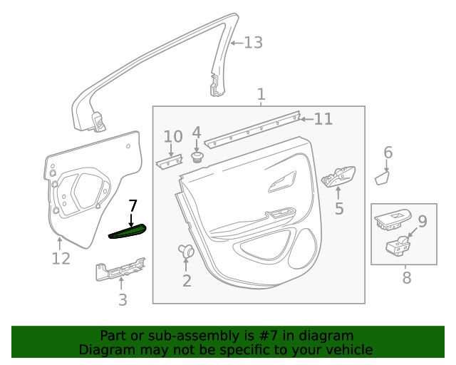 Medium Urban Passenger Side Rear Door Armrest Pull Cup Bolt Cap (22914345)