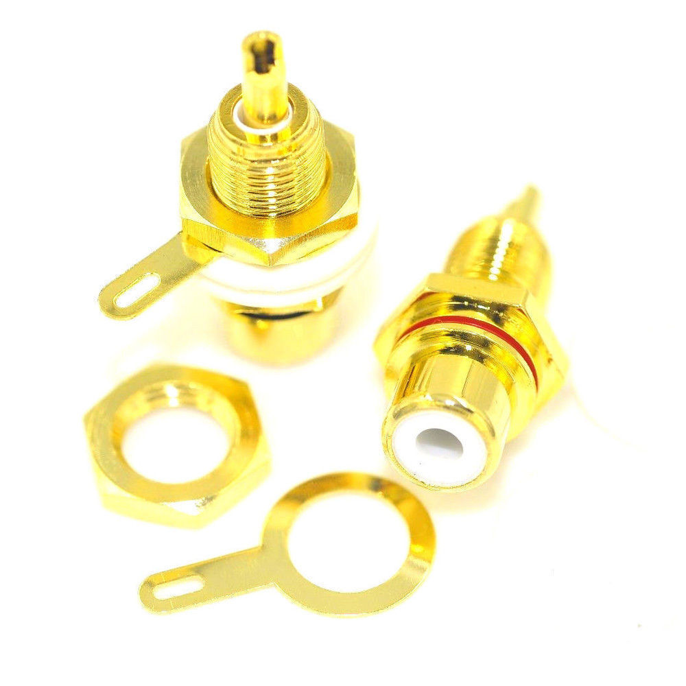 10 RCA Female Chassis Panel Mount Jack Socket Bulkhead Connector 24K Gold Plated