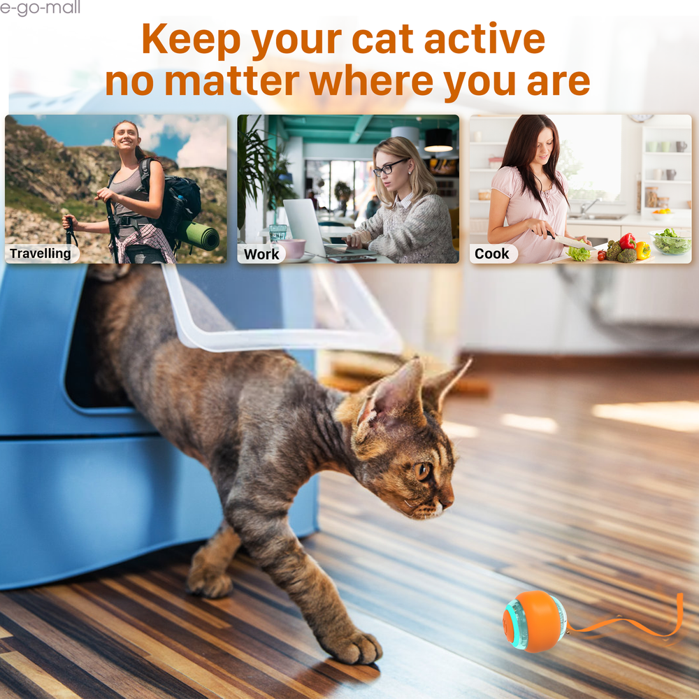 Automatic Moving Interactive Cat Ball Toy Pets Teaser USB Rechargeable Chaser