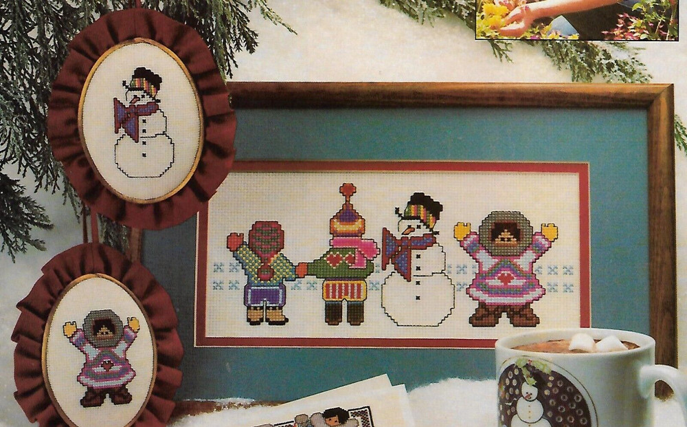 Winter Playtime Picture & Ornaments cross stitch pattern