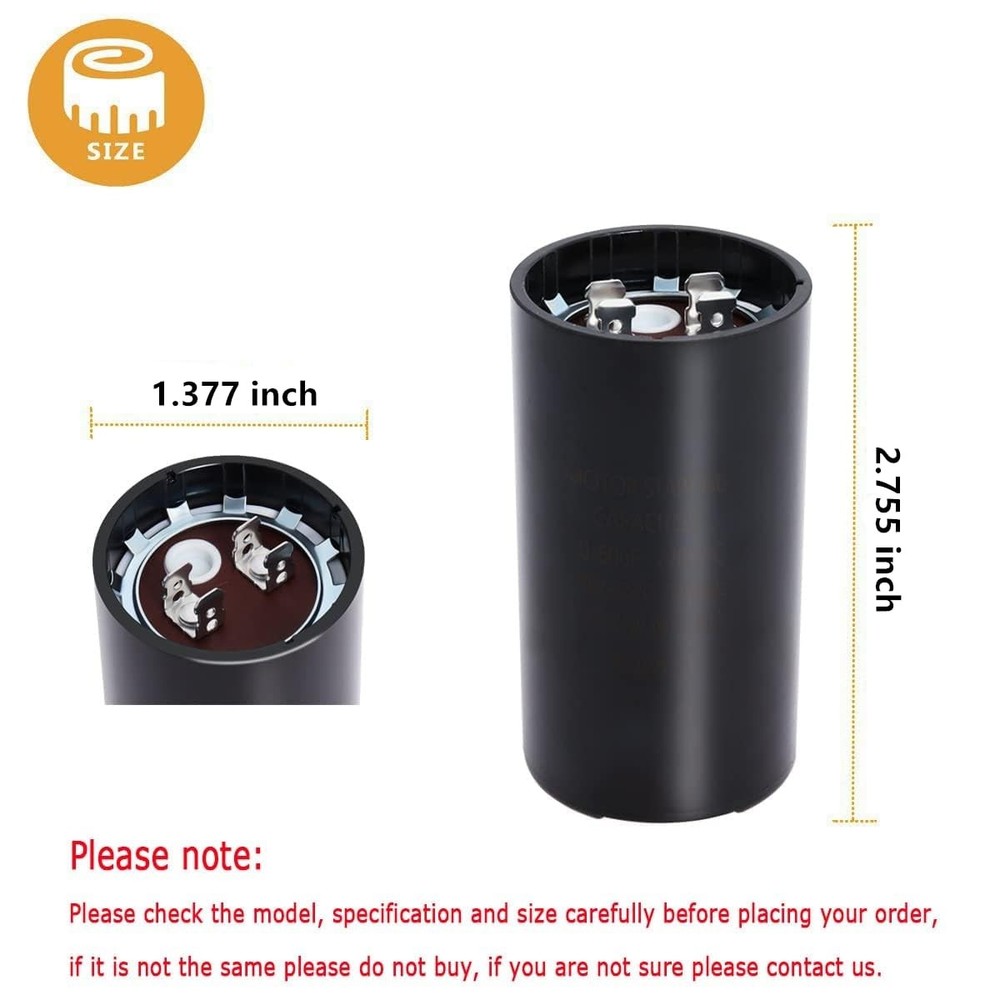 Motor Start Capacitor 50-60 MFD 220V Replacement Part Cylindrical
