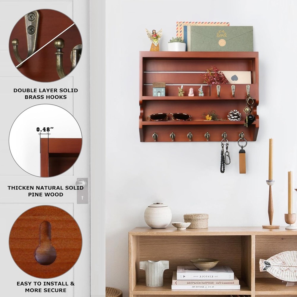 Handcrafted Solid Wood Key Holder for Wall - Artisan Hand-Sprayed Finish & Smoot