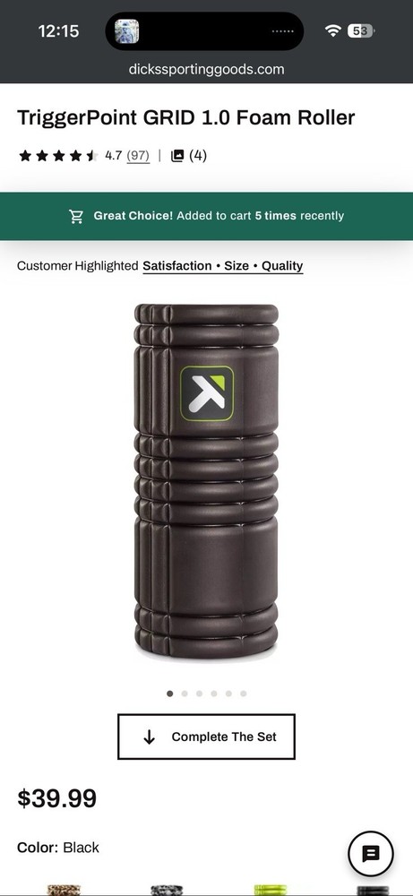 TRIGGERPOINT GRID 1.0 FOAM ROLLER BLACK/GREEN