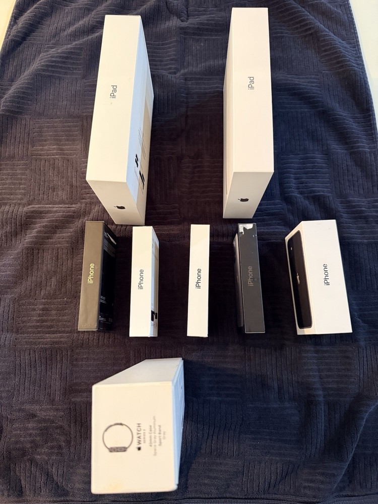 Apple product boxes.