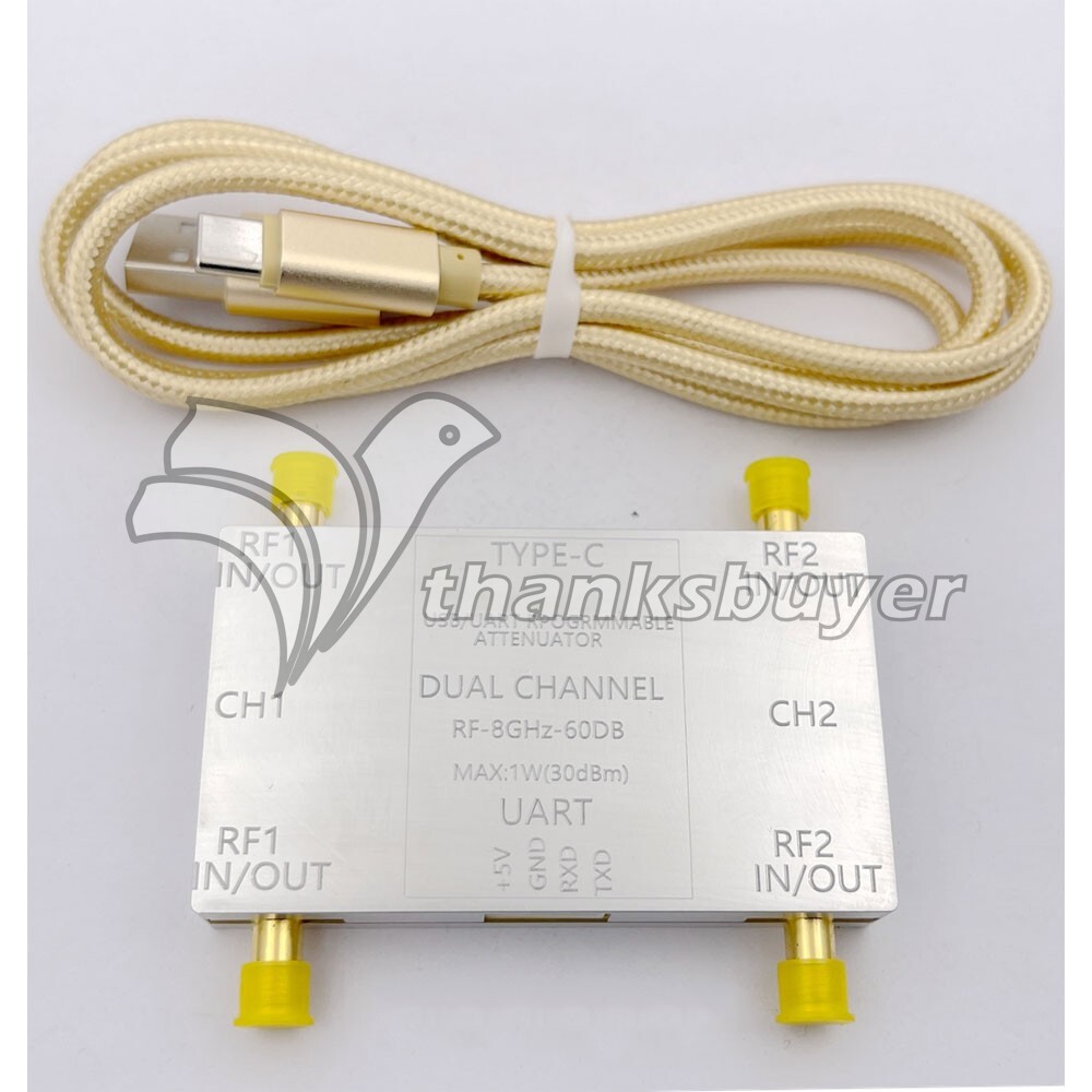 RF-8GHz-60DB Dual Channel Programmable Attenuator RF Attenuator + Type-C Cable
