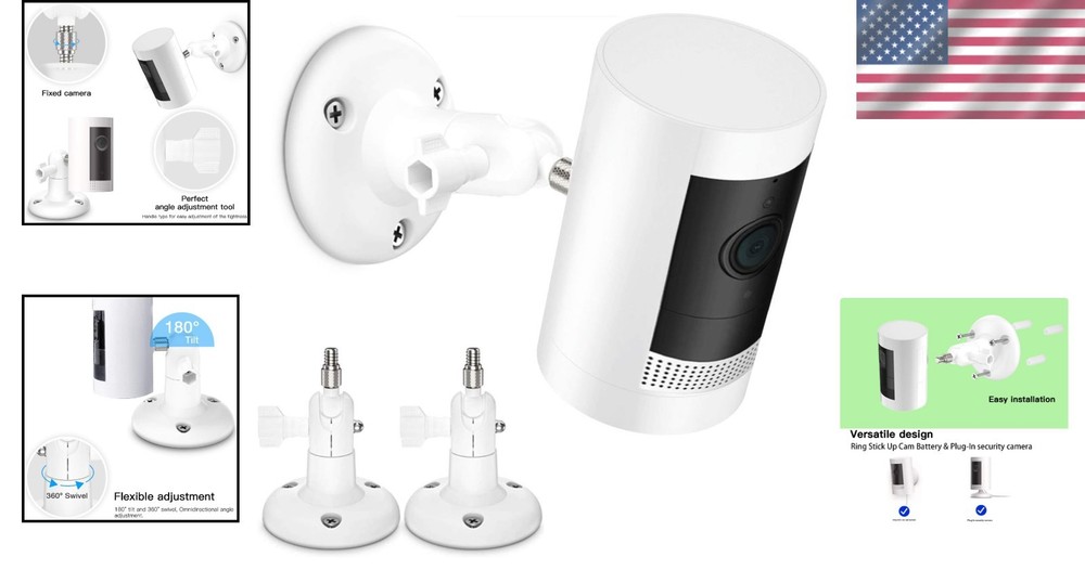 Durable Adjustable Wall Mount Bracket for Security Cameras - 360° Rotate & Tilt