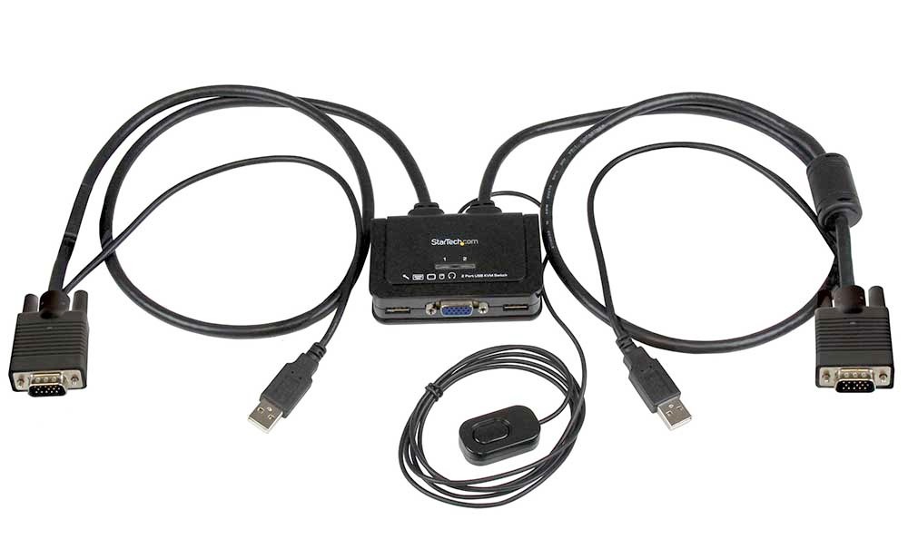 NEW - Startech 2 Port USB VGA Cable KVM Switch With Remote Switch - SV211USB