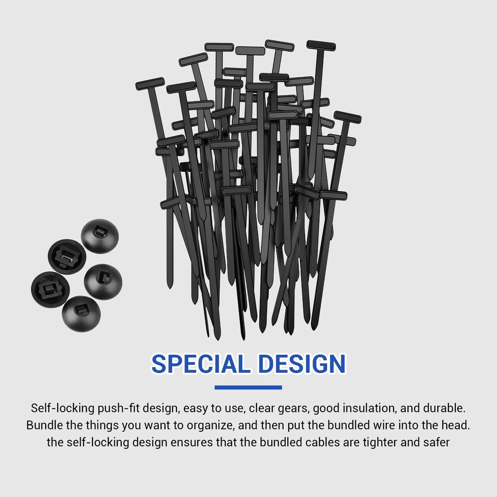 261 Pack Nylon Universal Cable Tie Buckles kit - Multifunctional Black