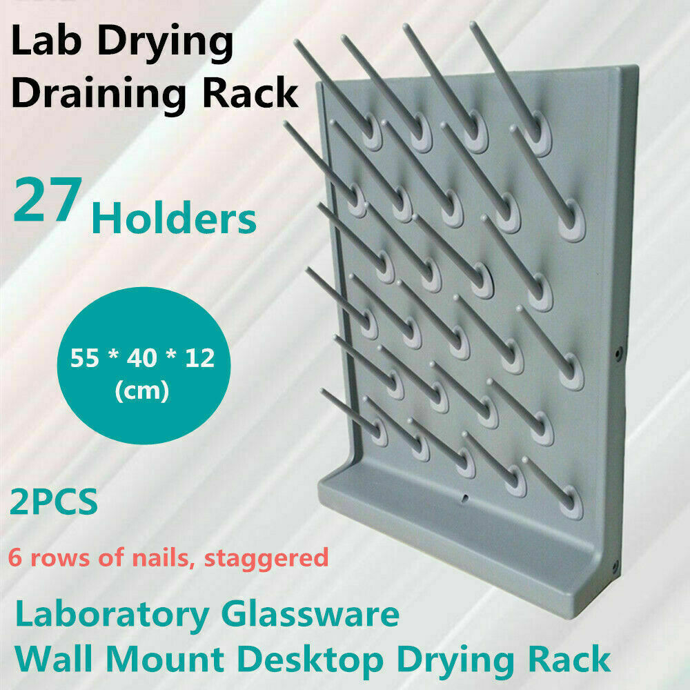 27 Pegs Laboratory Drying Rack Lab Draining Peg Board Rack Wall Mount PP
