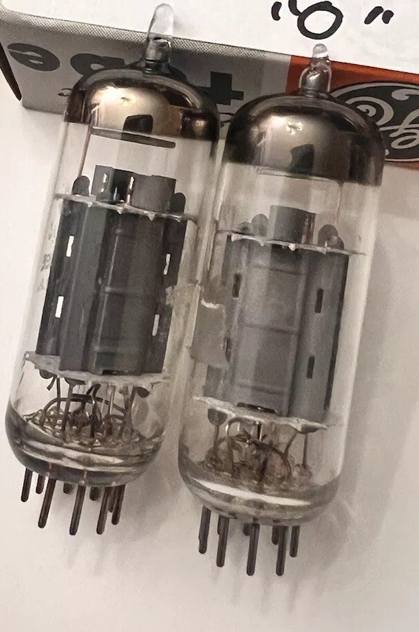 NOS Matched Pair 12BH7 Musical Gray Plates Ring Getters Audio Tubes