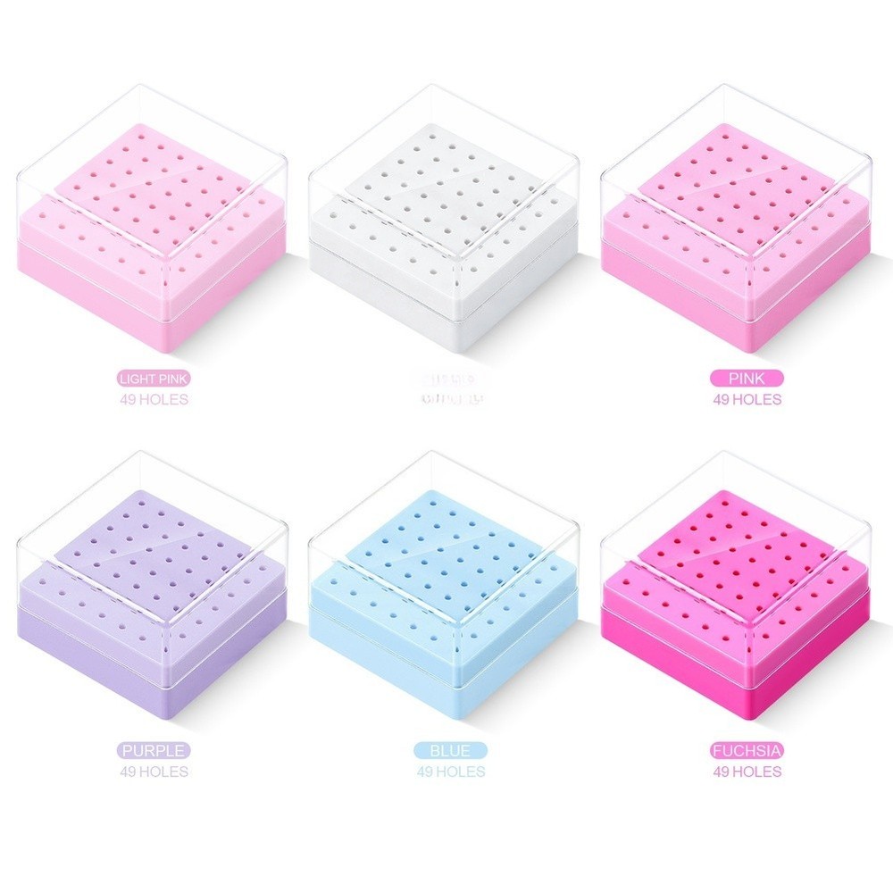 49-Hole Plastic Organizer Case for Nail Drill Bits Dustproof and Compact Design