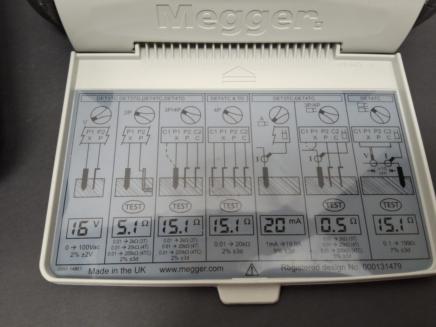 MEGGER DET3TD EARTH TESTER W/ACCESSORIES & CASE- FREE RETURNS- USED