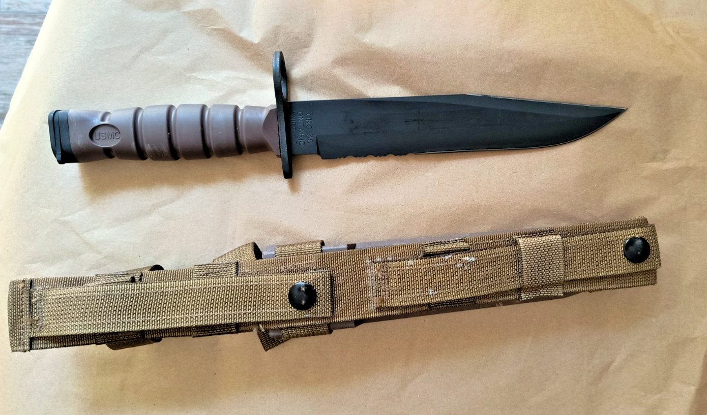 Vintage OKC3S Knife USMC Marine Corps Bayonet Ontario Knife Co & Scabbard