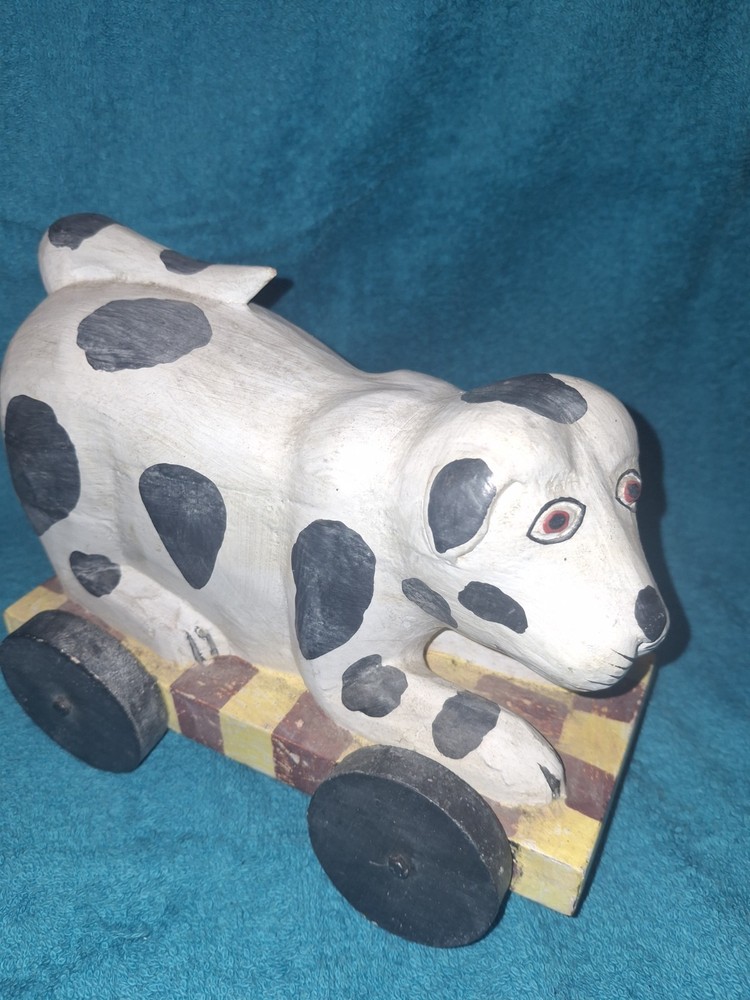 Primitive Hand Carved Hand Painted Pull Toy