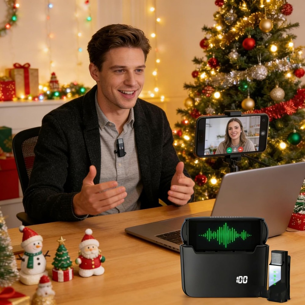 Wireless Lavalier Microphone for iPhone/Camera/Android Type C Smartphone, 4-C...