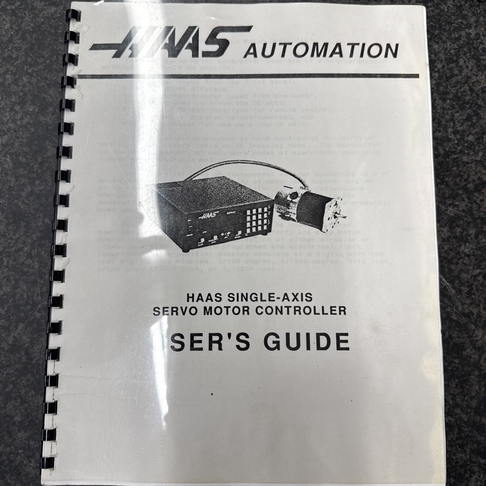 HAAS SINGLE AXIS SERVO MOTOR CONTROLLER USER’s GUIDE MANUAL
