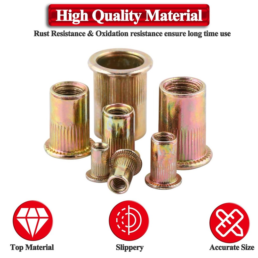 M3 M4 M5 M6 M8 M10M12 Flat Head Threaded Binding Rivet Nut Insert Rivnut Nutsert