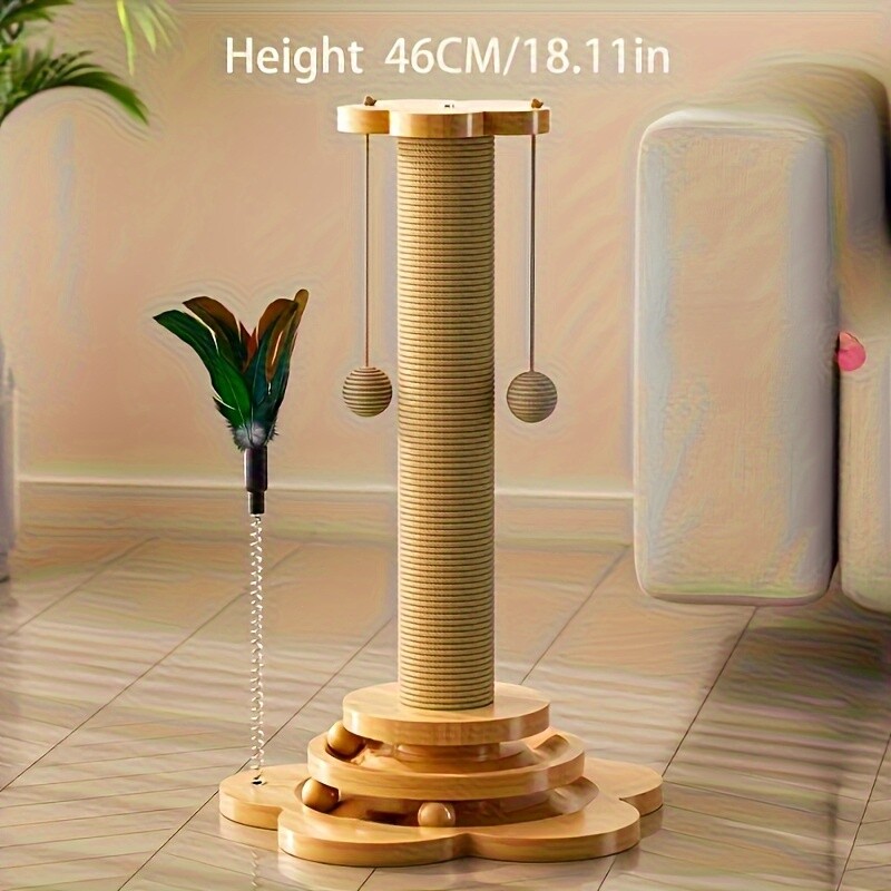 Durable Wooden Cat Tree Scratching Posts, Teaser Wands, And Scratching Boards