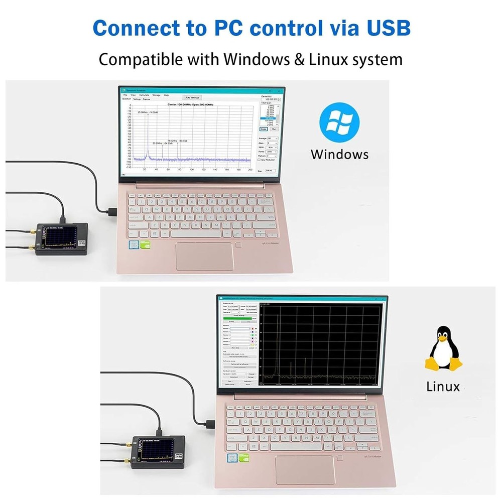 2.8" Handheld Frequency Analyzer with Dual Input & USB PC Control Compatibility