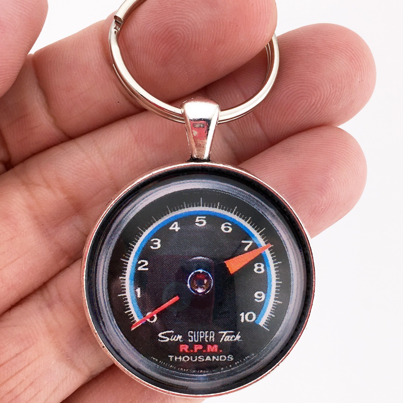 Vintage Sun SUPER Tach RPM Red Line Gauge SST-801 10,000 1.2" Diameter Keychain