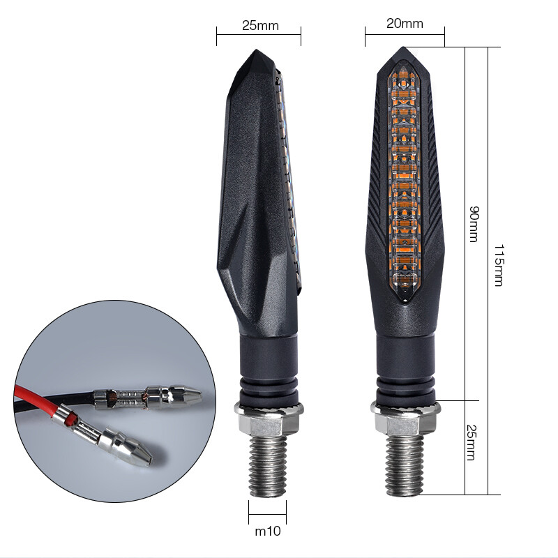 4X Sequential Flowing Motorcycle LED Turn Signal Blinker Light Indicator Amber