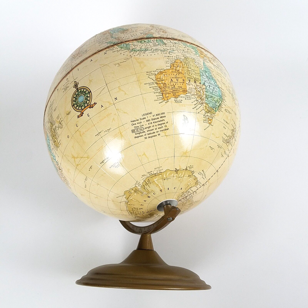 Vintage Crams Imperial World Globe No. 12 Includes USSR and Mongolia