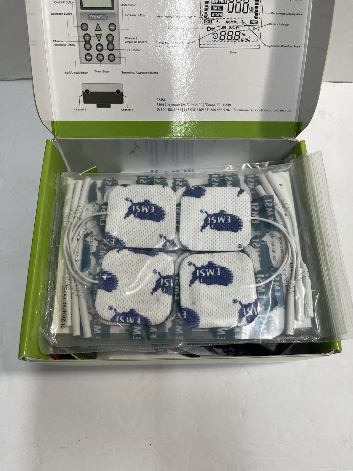 EMSI Flex-IT TENS Electrical Stimulation Unit Pads Leads Charger