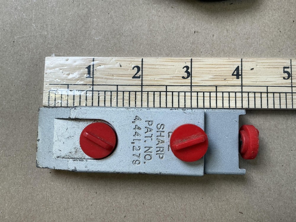 Sharp Metal Sharpening Tool Silver Adjustable Grinding Jig Red Knobs Bench