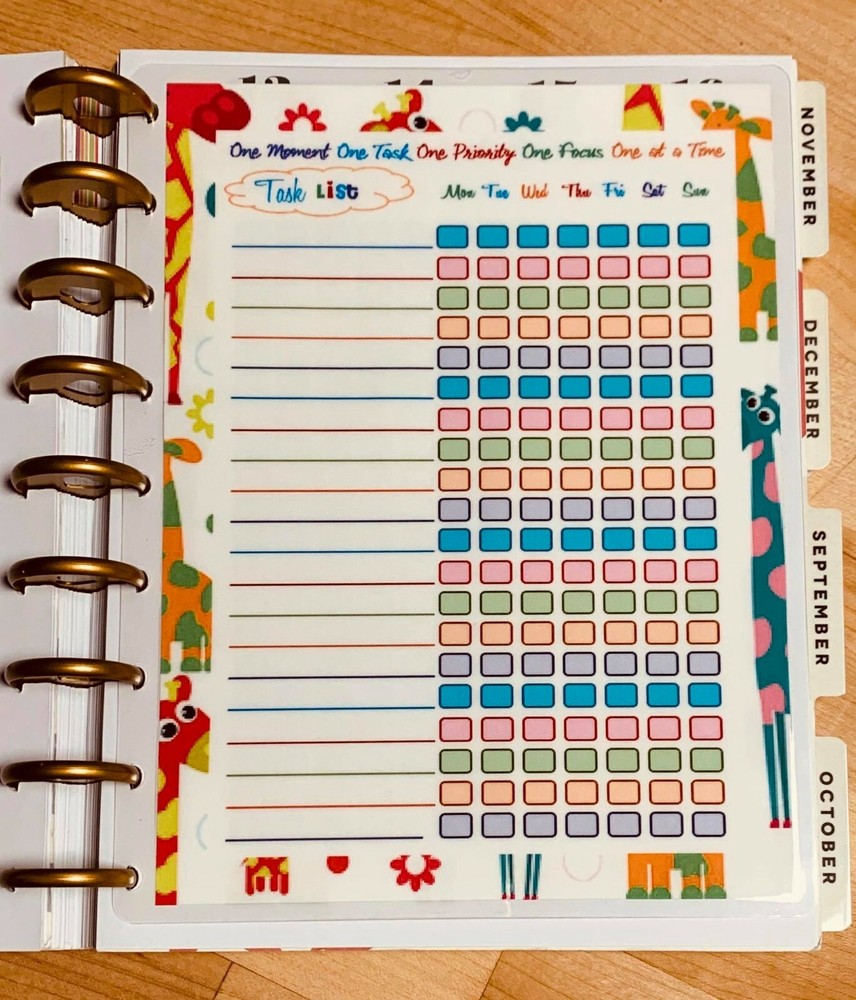 Task List Dashboard for use with Classic Happy Planner~